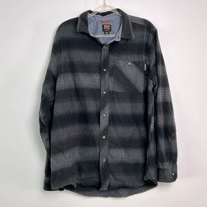 Timberland Pro|Black and Gray Striped Flannel Shirt sz Large